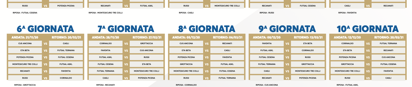 Il calendario della Futsal Cesena