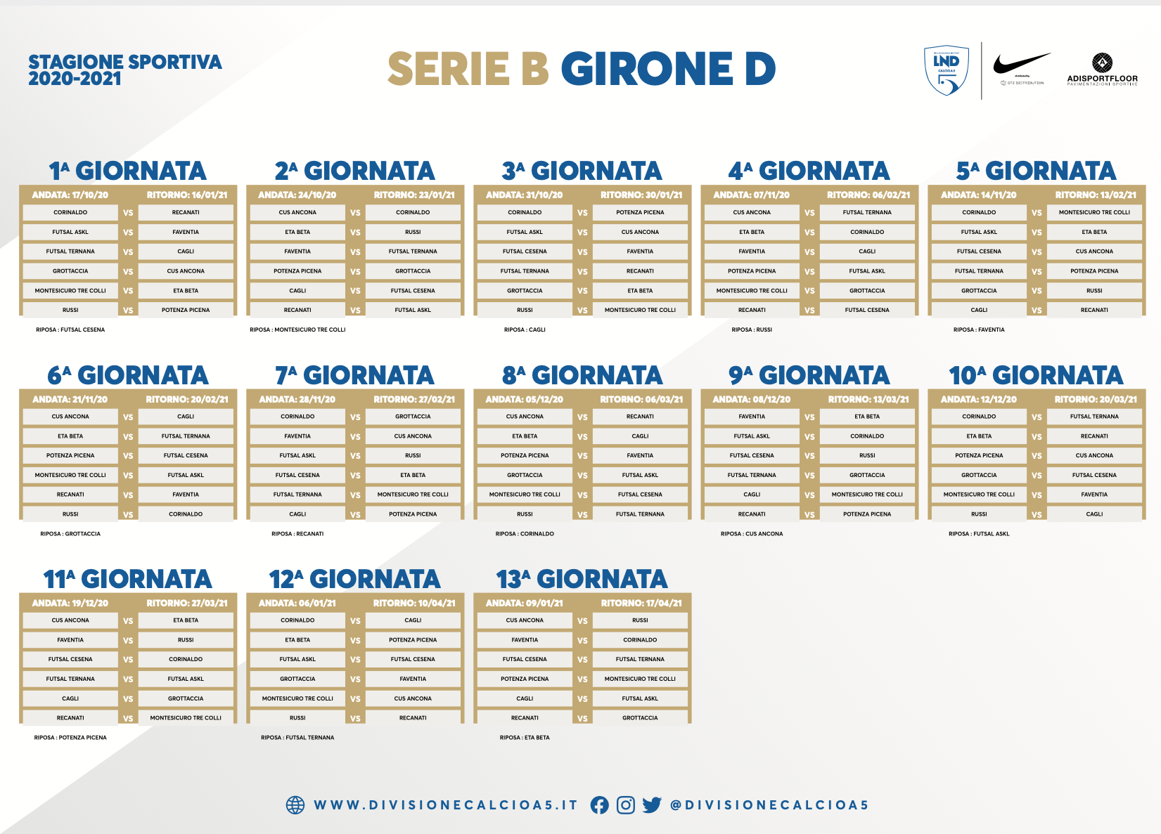 Il calendario della Futsal Cesena
