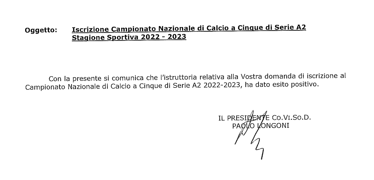 Futsal Cesena ufficialmente iscritta in Serie A2
